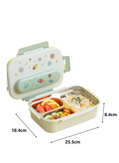 Generic 316 Stainless Steel Insulated Lunch Box Student Cute Compartment Lunch Box Office Worker Portable Lunch Box (Three Compartments Light Green)  - Image 2