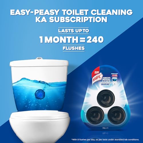 Harpic Flushmatic In-Cistern Toilet Cleaner Blocks, Aquamarine - 3U*50g-150g - Image 3