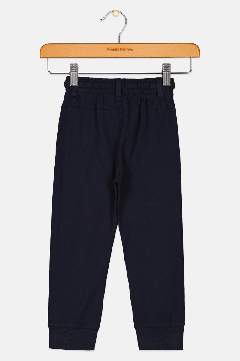 Fox Toddlers Boy Solid Jogger Pants, Navy - Image 2