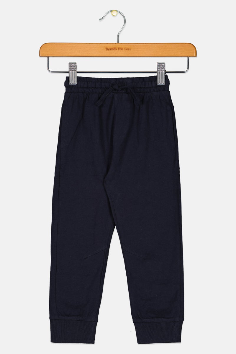 Fox Toddlers Boy Solid Jogger Pants, Navy - Image 1