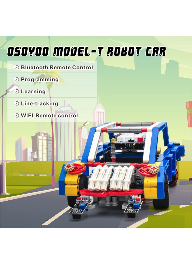 OSOYOO OSOYOO Model-T Building Block Robot Car kit for Arduino STEM Educational Robotic Programming Project with App Remote Control Coding Learning Set for Teens Adults Students Teachers  - Image 2