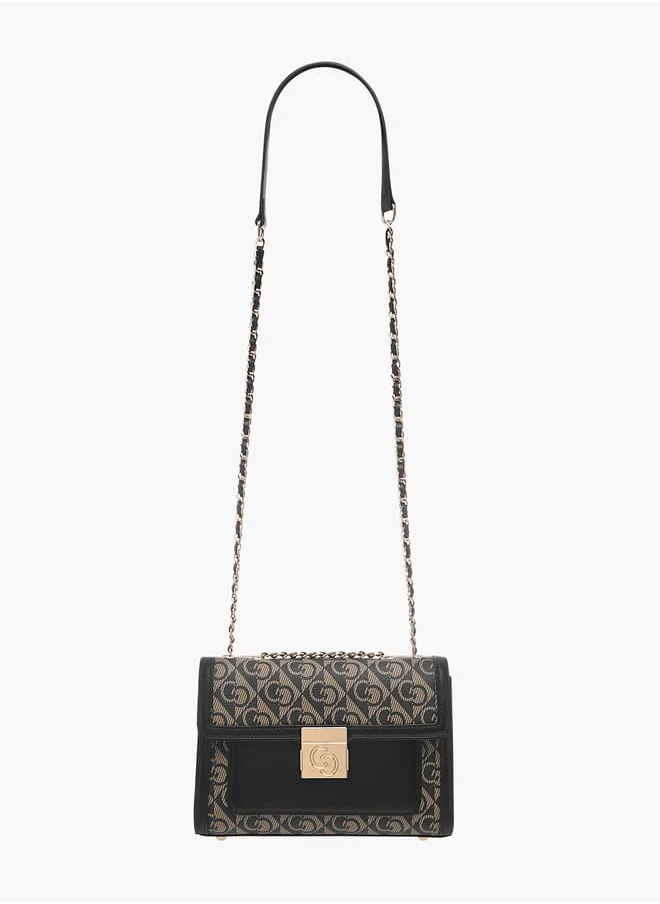سيليست Monogram Print Crossbody Bag with Flap Closure