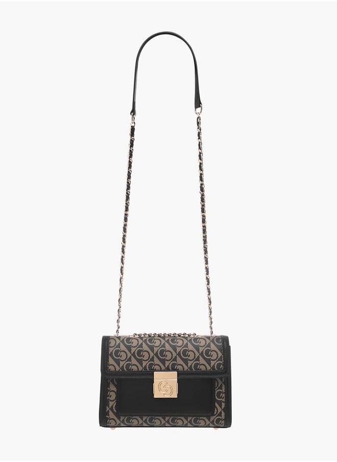 Celeste Monogram Print Crossbody Bag with Flap Closure  - Image 2