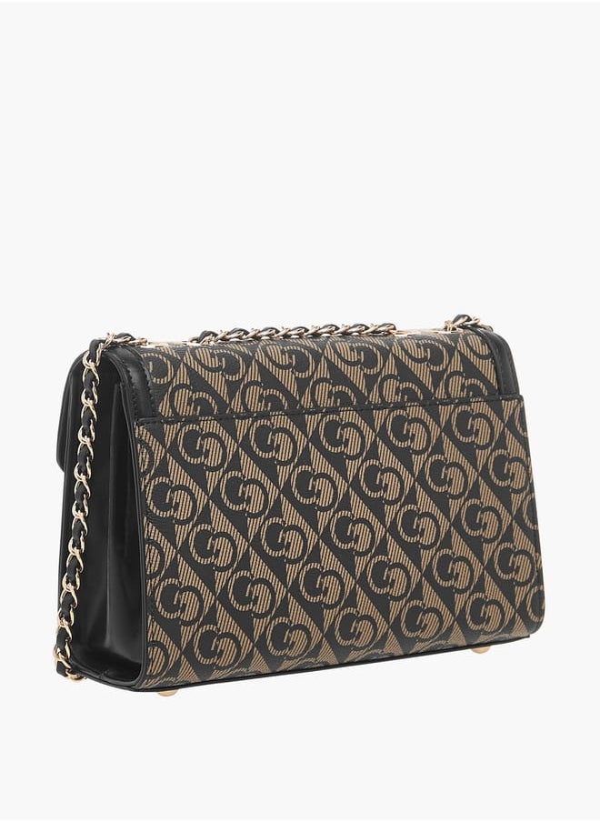 Celeste Monogram Print Crossbody Bag with Flap Closure  - Image 3