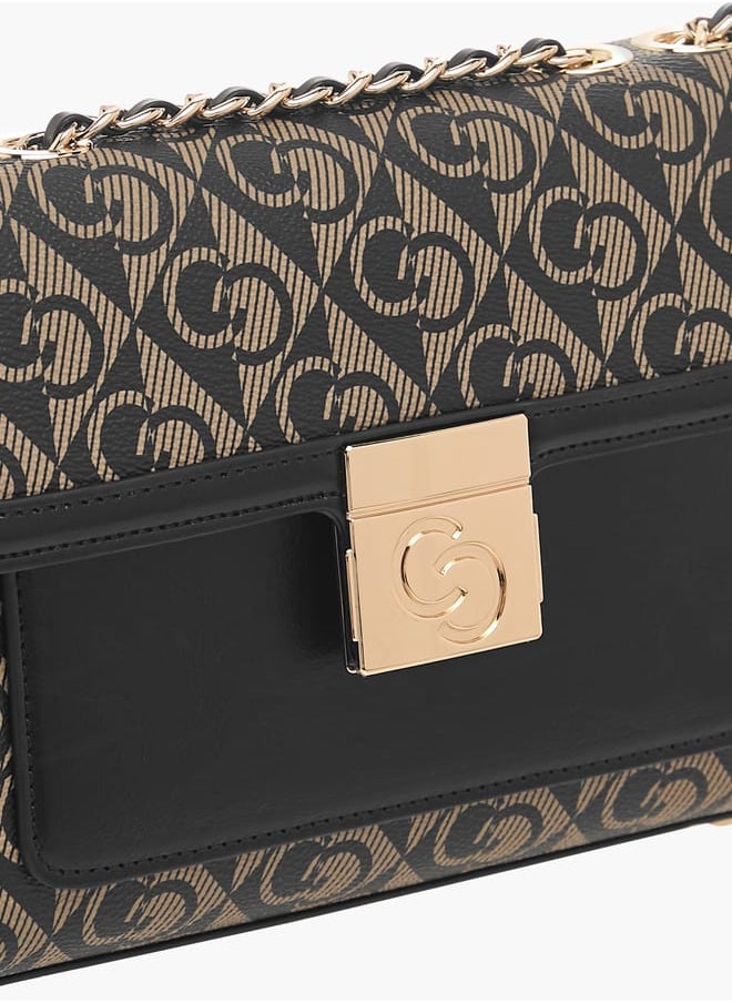 Celeste Monogram Print Crossbody Bag with Flap Closure  - Image 4