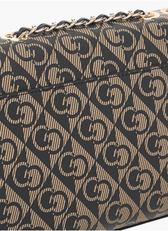 Celeste Monogram Print Crossbody Bag with Flap Closure  - Image 5