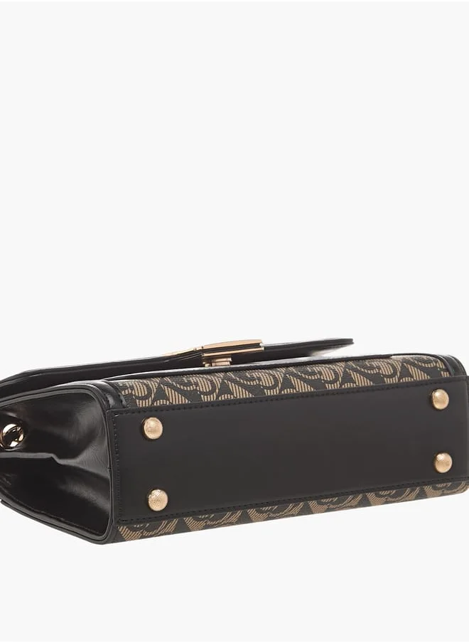 سيليست Monogram Print Crossbody Bag with Flap Closure