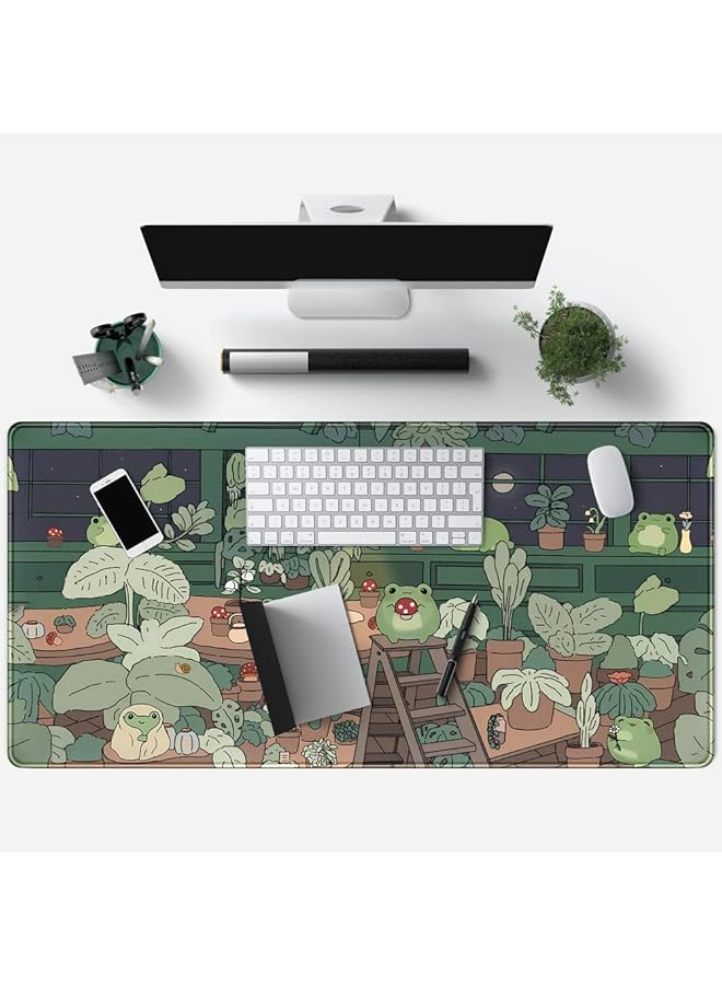 erorex Frog Mouse Pad Desk Pad Green Desk Decor Mat Large Gaming Mouse Pad For Desk Computer Keyboard Laptop Desk Decor Home Office Accessories For Girl 31.5 X 15.7 In With Stitched Eges Pad - Image 4