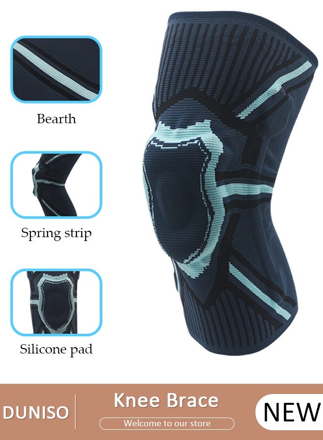 DUNISO 1 قطعة دعامة الركبة مع مثبتات جانبية ووسادات جل الرضفة دعامات دعم الركبة لألم الركبة وتمزق الغضروف المفصلي والرباط الصليبي الأمامي والتهاب المفاصل وتخفيف آلام المفاصل والتعافي من الإصابات - Image 1