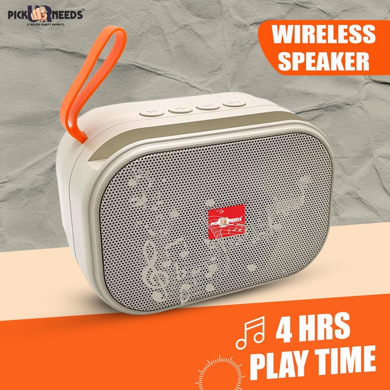 Pick Ur Needs Rechargeable Wireless 2 Side Bass Loud Speaker with USB/TF Card Support Portable 5 W Bluetooth Speaker (Beige) - Image 2
