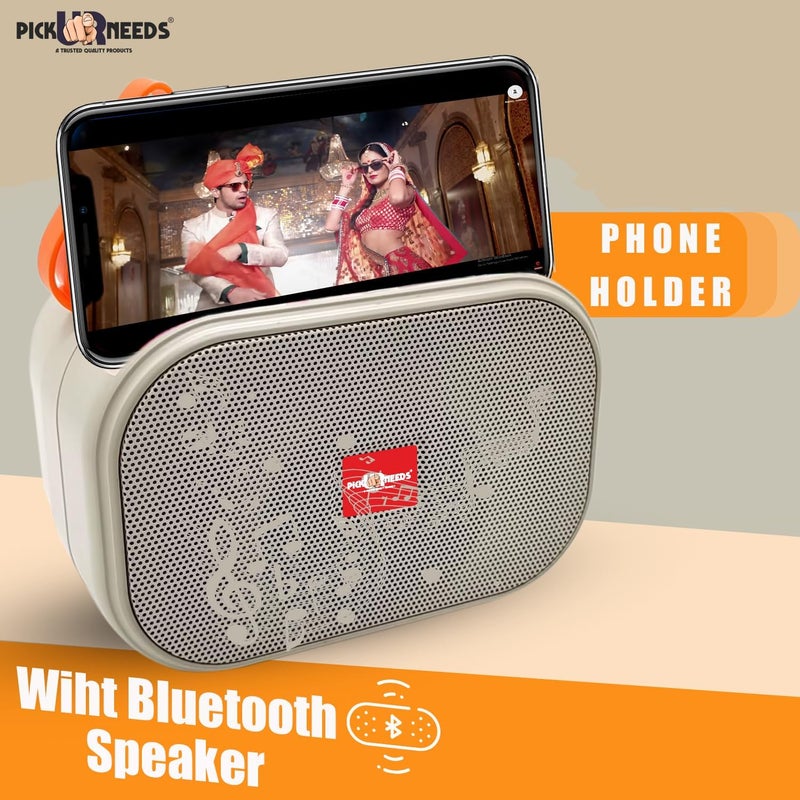 Pick Ur Needs Rechargeable Wireless 2 Side Bass Loud Speaker with USB/TF Card Support Portable 5 W Bluetooth Speaker (Beige) - Image 3