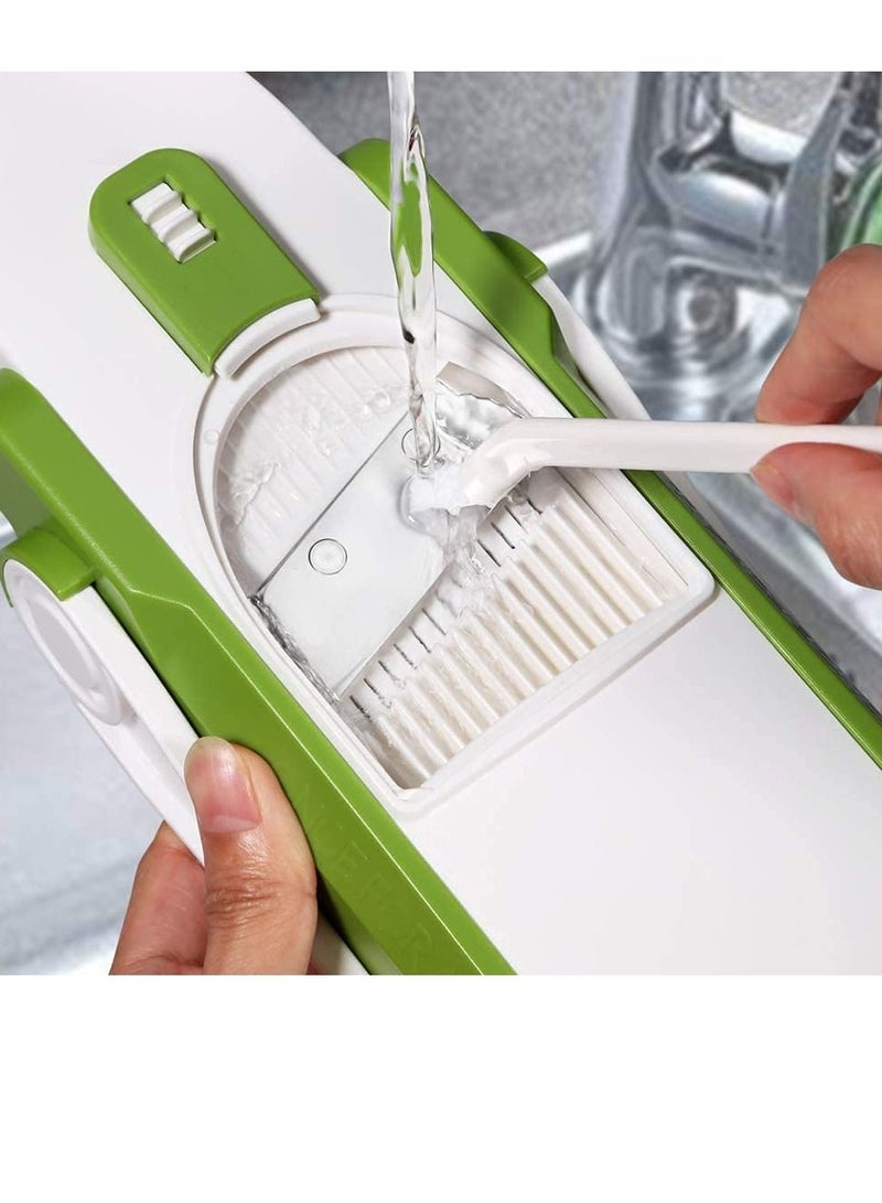 Vegetable Cutter,Multifunctional Vegetable Slicer with Stainless Steel Blades, Manual Food Cutter for Chef and Household (Green) - Image 2