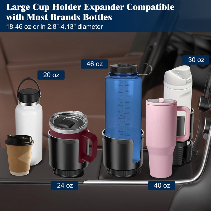 SAGRUILA Quick-Install Car Cup Holder Expander, Space-Saving Cup Holder for Car with Offset Design, Non-Slip Large Water Bottle Holder Expander, Compatible with Owala, Stanley, Yeti Cups (24oz to 64oz) - Image 2