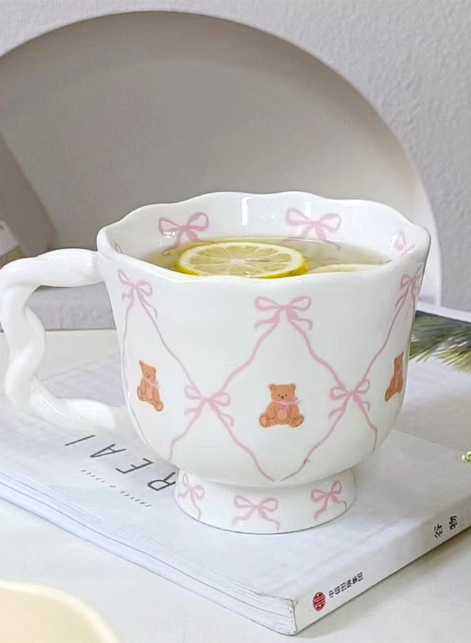 Cute Bear Ceramic Coffee Mug with Bowknots  - Image 3