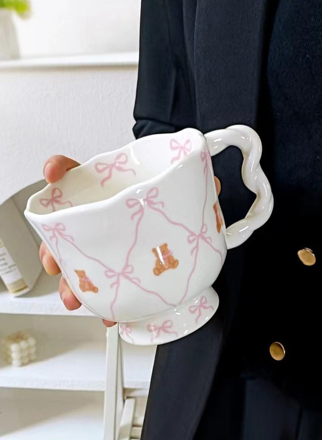 Cute Bear Ceramic Coffee Mug with Bowknots  - Image 4