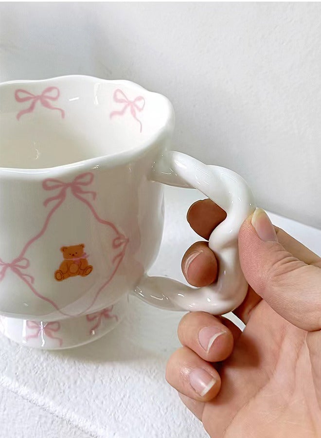 Cute Bear Ceramic Coffee Mug with Bowknots  - Image 5