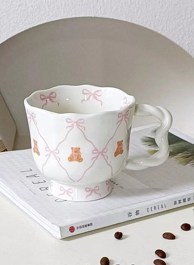 Cute Bear Ceramic Coffee Mug with Bowknots  - Image 1