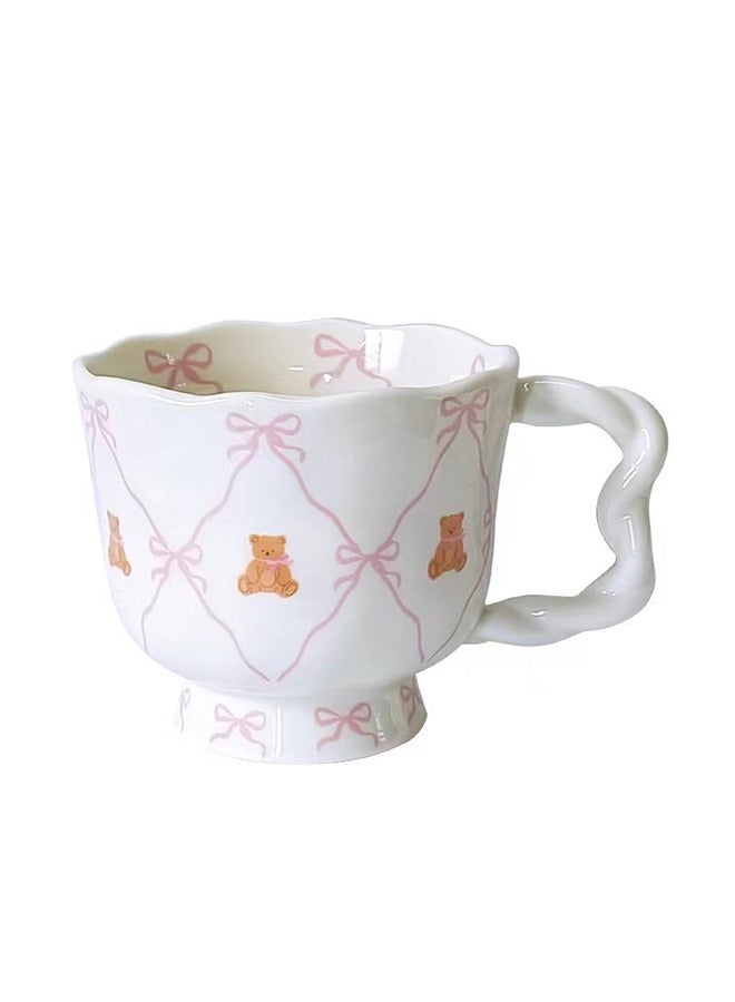 Cute Bear Ceramic Coffee Mug with Bowknots  - Image 2