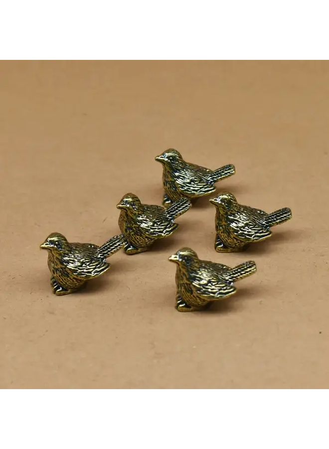 5 Pcs Small Sparrow Brass Vintage Bird Figurines Realistic Waterproof Bird Bath Decor Ideal For Garden Home Unique Collectible Gift Christmas Halloween Fall Decor - Image 4