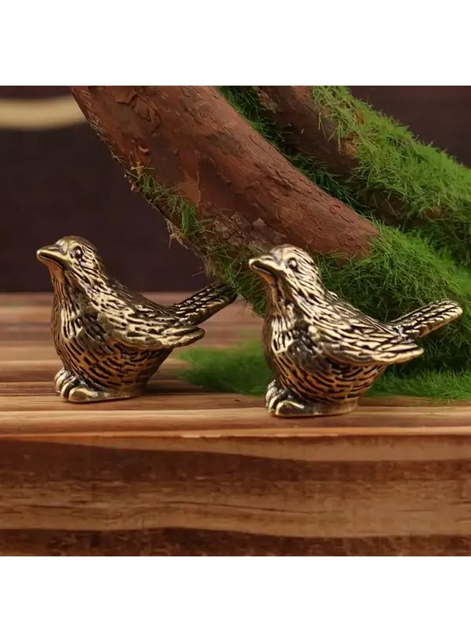 5 Pcs Small Sparrow Brass Vintage Bird Figurines Realistic Waterproof Bird Bath Decor Ideal For Garden Home Unique Collectible Gift Christmas Halloween Fall Decor - Image 5