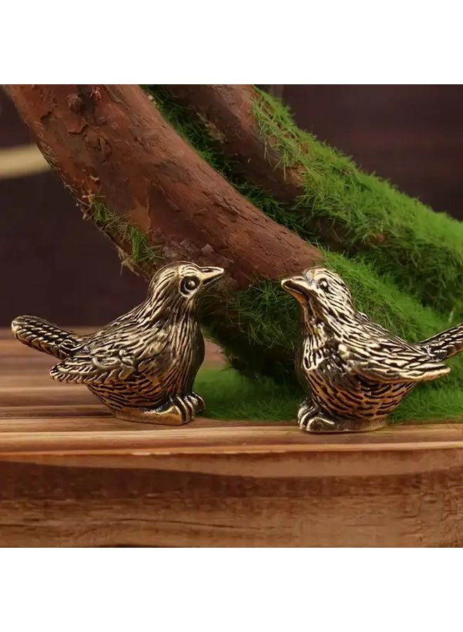 5 Pcs Small Sparrow Brass Vintage Bird Figurines Realistic Waterproof Bird Bath Decor Ideal For Garden Home Unique Collectible Gift Christmas Halloween Fall Decor - Image 2