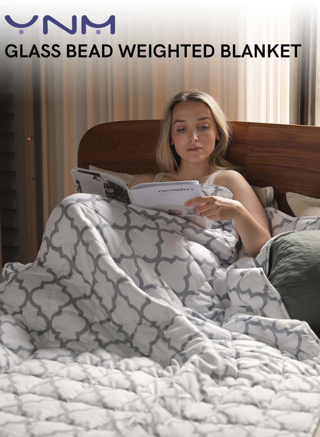 YnM Weighted Blanket,Heavy 100 Percent Oeko-Tex Certified Cotton Material, Bed Blanket for One Person of 190lbs, Ideal for Queen/King Bed (60x80 Inches, 20 Pounds, Lattice Scroll) - Image 2