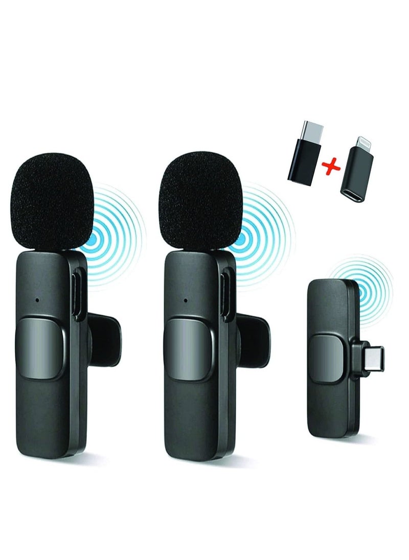 Wireless Microphone Lavalier Microphone 2 in 1 for iPad YouTube Facebook Live Streaming Vlog Audio Recording Cordless Mini mic with noise reduction and Plug-Play - Image 1
