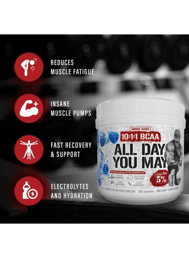 5% Nutrition Rich Piana AllDayYouMay BCAA Powder | Premium Intra & Post Workout Amino Acids, Hydration, Endurance, Muscle Recovery, Joint & Liver Support | 15.87 oz, 30 Servings (Push Pop) - Image 3