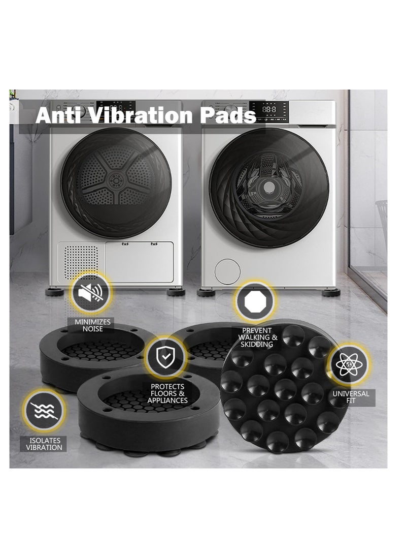 KASTWAVE - Anti Vibration Pads for Washing Machine, 4 Pcs Noise Cancelling Washing Machine Support, Washer and Dryer Pedestals Fit All Machines, Washing Machine Foot Pads, Protects Laundry Room Floors, Black - Image 1