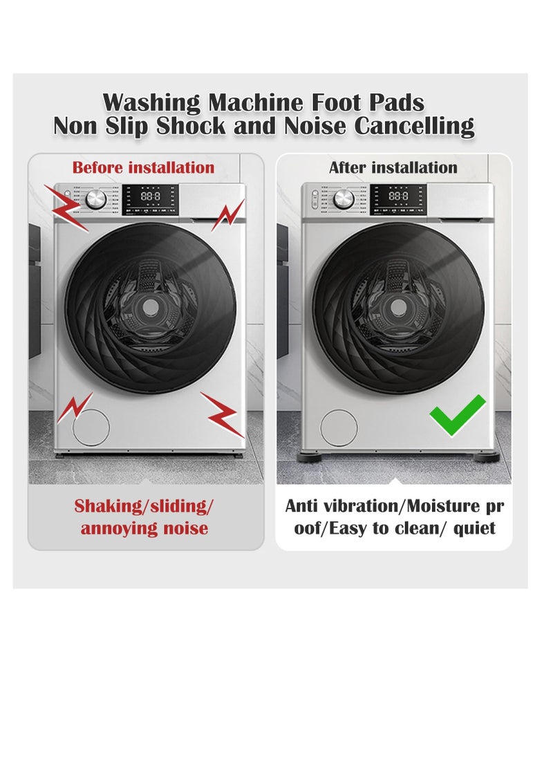 KASTWAVE - Anti Vibration Pads for Washing Machine, 4 Pcs Noise Cancelling Washing Machine Support, Washer and Dryer Pedestals Fit All Machines, Washing Machine Foot Pads, Protects Laundry Room Floors, Black - Image 1