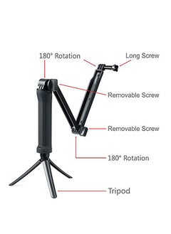 KASTWAVE 3 Way Tripod for Go Pro Hero 10/9/8/7/6/5/4/3/2/1 Series and other Action Cameras, Detachable Extendable Selfie Stick Pole with Hand Grip Stand  - Image 3