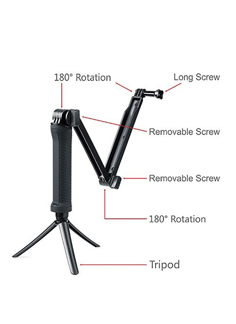 KASTWAVE - 3 Way Tripod for Go Pro Hero 10/9/8/7/6/5/4/3/2/1 Series and other Action Cameras, Detachable Extendable Selfie Stick Pole with Hand Grip Stand - Image 1