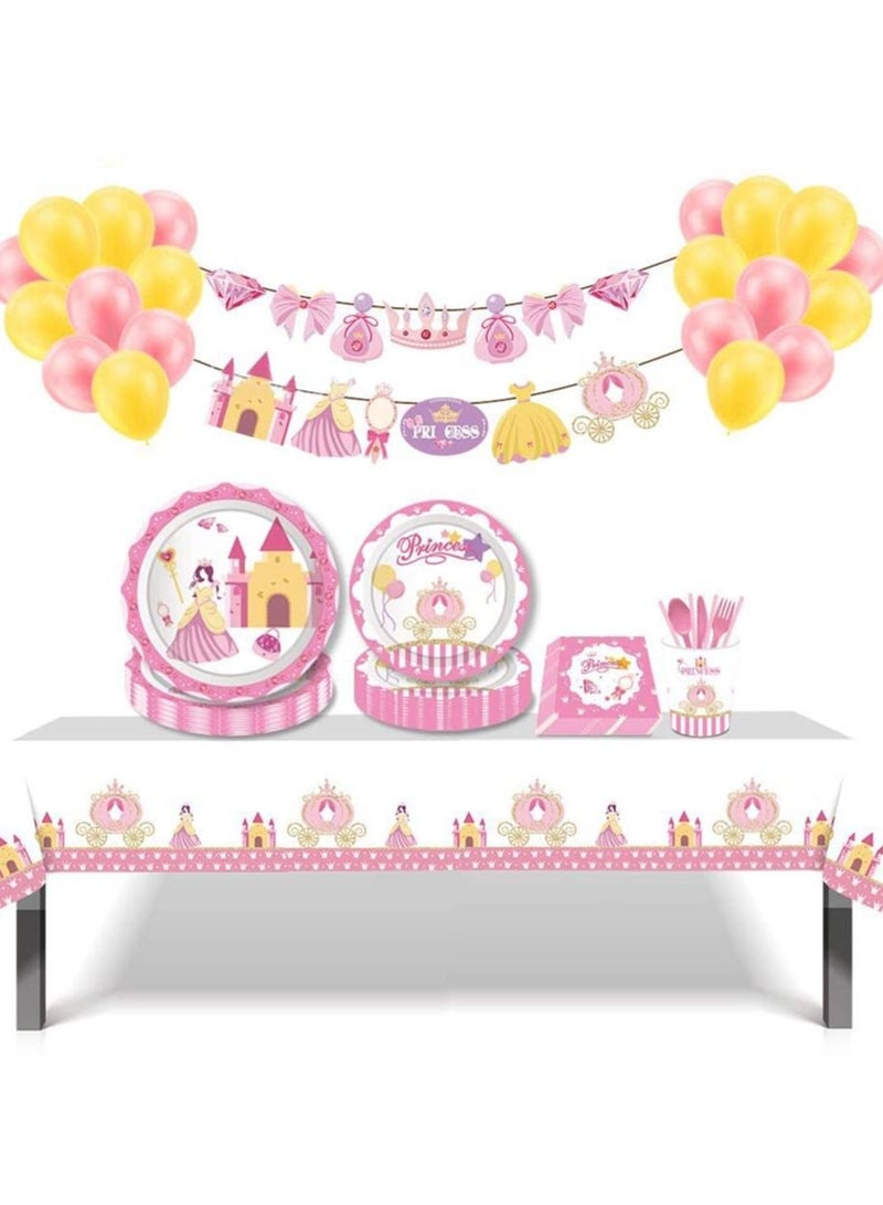 SYOSI Princess Party Supplies,Princess Birthday Decorations Set Includes Disposable Princess Dinner Plates,Pumpkin Car Dessert Plates,Cups,Napkins, Serves 8 Guests (44PCS) - Image 2
