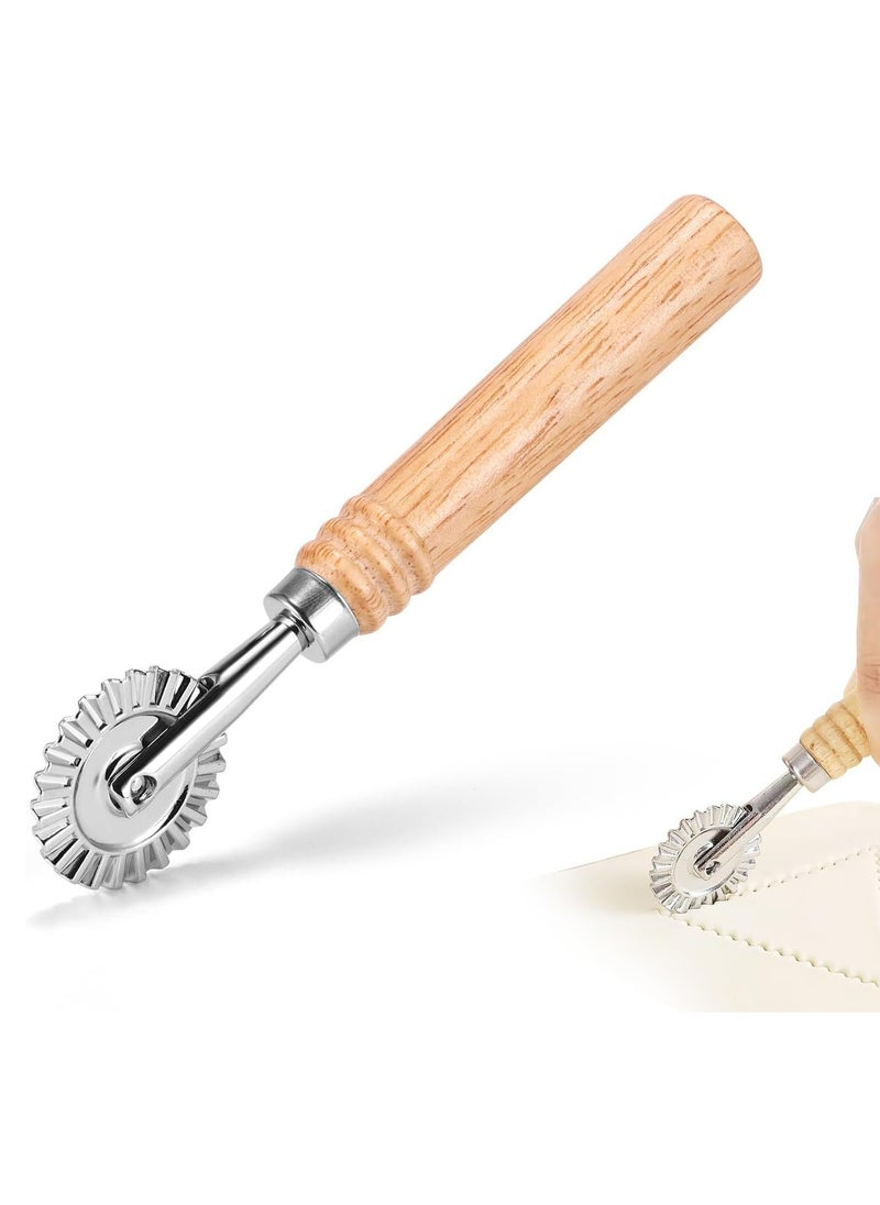 Oasisgalore Pastry Cutter Wheel with Long Wooden Handle，Ravioli Cutter Wheelie Cutter for Kitchen  - Image 1