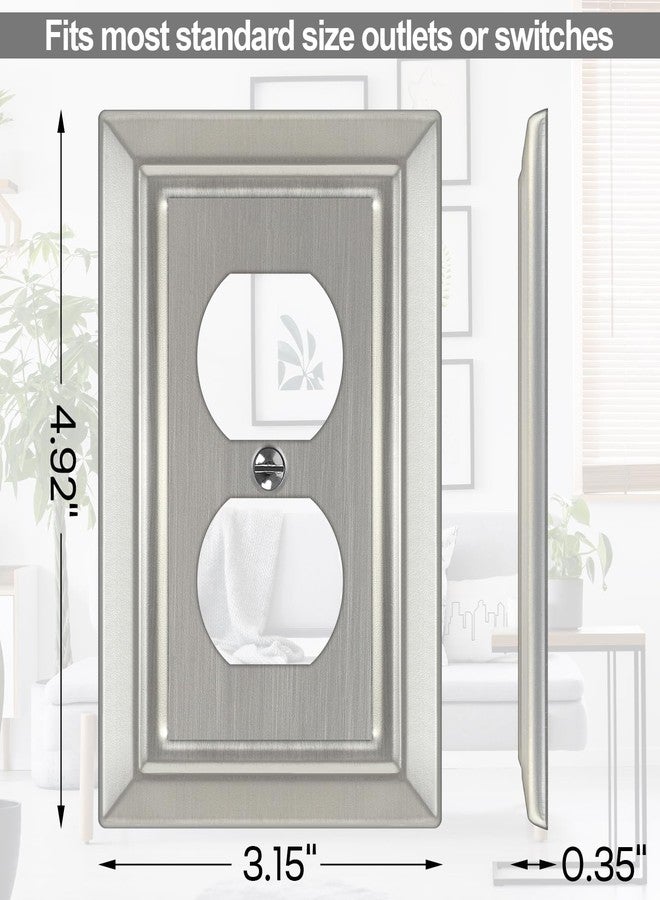 Dyekou Metal Wall Plate for Electrical Outlets, Decorative Brushed Nickel Switch Plates Outlet Cover, Light Switch Cover Plate, 1-Gang Wall Plates (Duplex Outlet, 6 Pack) - Image 4