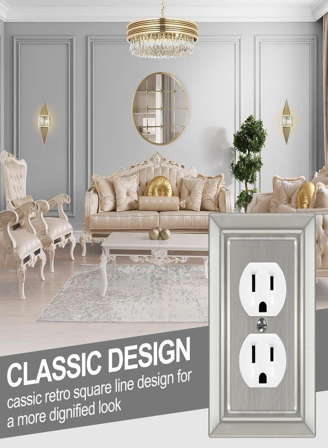 Dyekou Metal Wall Plate for Electrical Outlets, Decorative Brushed Nickel Switch Plates Outlet Cover, Light Switch Cover Plate, 1-Gang Wall Plates (Duplex Outlet, 6 Pack) - Image 5