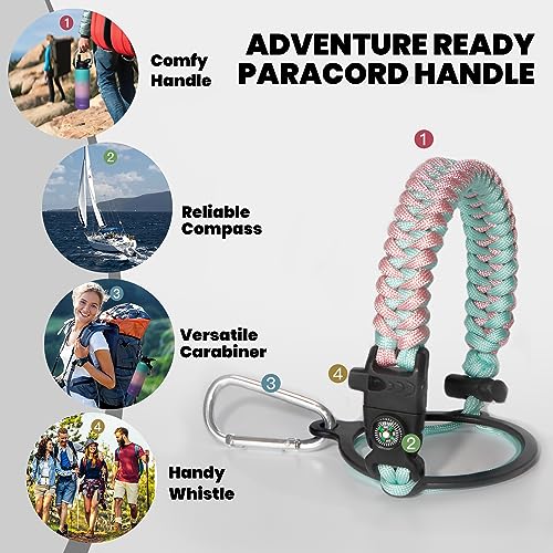 RAYMYLO Insulated Water Bottle 40 oz, Triple Wall Vacuum Stainless Steel (Cold for 48 Hrs), Leak Proof & BPA-Free, Modern Water Flask Jug with Paracord Handle & Straw Spout Lids, Hydrangea - Image 4
