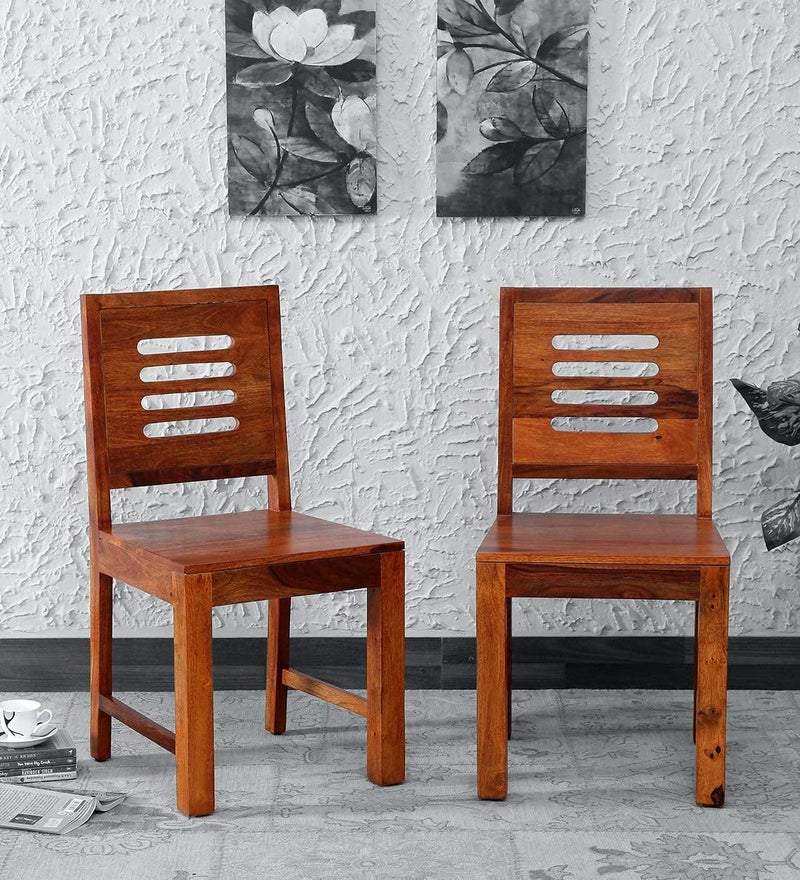 ADVRZO Sheesham Wood Dining Chairs Set of 2 for Dining Room Furniture Wooden Chairs Set of 2 with Cushion for Living Room Home and Office HoneyFinish