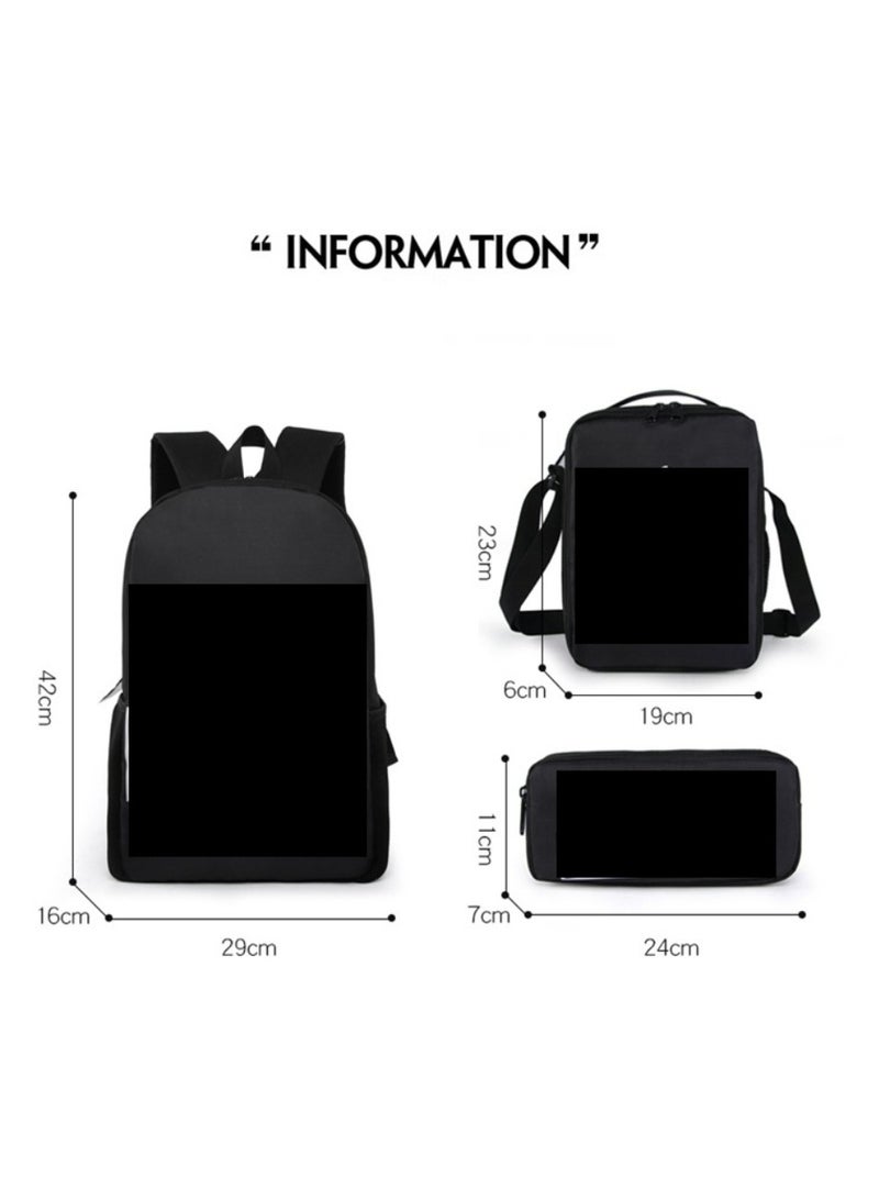 Student large capacity backpack cartoon backpack shoulder bag shoulder bag pencil case three piece set - Image 2