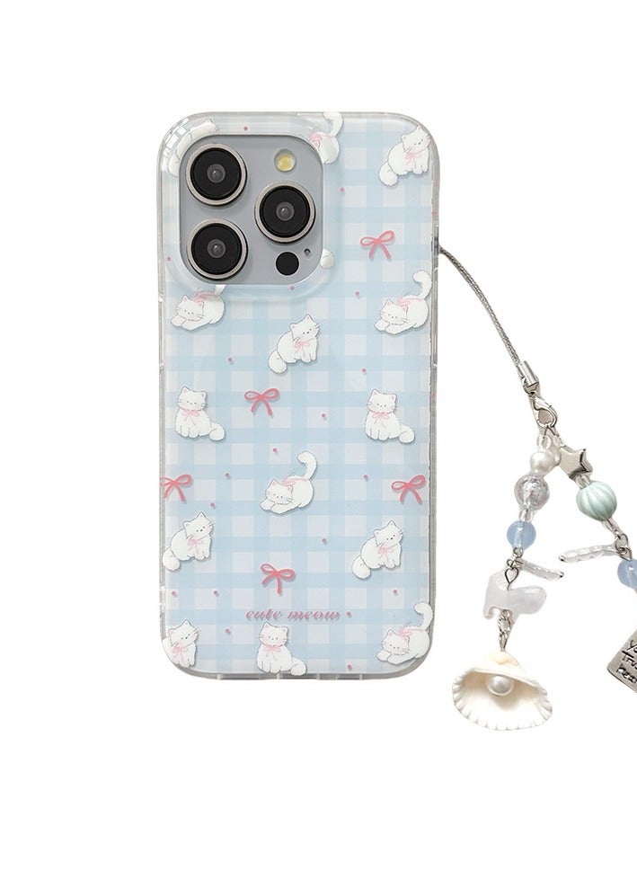 NIBEMINENT Protective TPU Case Cover For iPhone 16 Plus, Bows And Cat With Bracelet