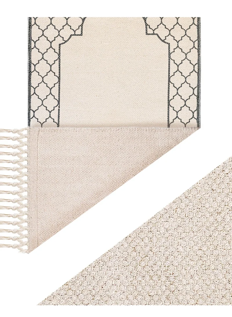 KHAMSA Classic | Muslim Prayer Rug Prayer Mat Adult Size 65 cm x 110 cm Arabic Style Janamaz in 100% Soft Organic Cotton Fabric Handcrafted Arabic Design | Ramadi - Grey