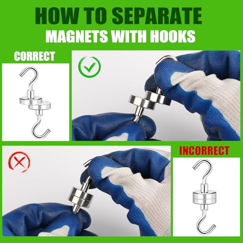 MIKEDE Magnetic Hooks Heavy Duty,120LB Strong Magnet with Hook for Refrigerator, Super Neodymium Magnetic Cruise Hooks for Hanging, Locker Organizer Industrial Hooks for Cabins, Grill - 12 Pack - Image 5
