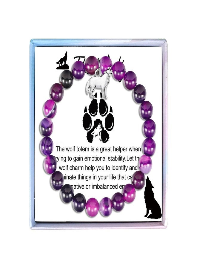 Fullrainbow Wolf Bracelet for Women Men Wolf Gifts Wolf Jewelry Wolf Lover Gift Wolf Spirit Animal Gift Wolf Charm Bracelet (Purple Wolf Gifts) - Image 1