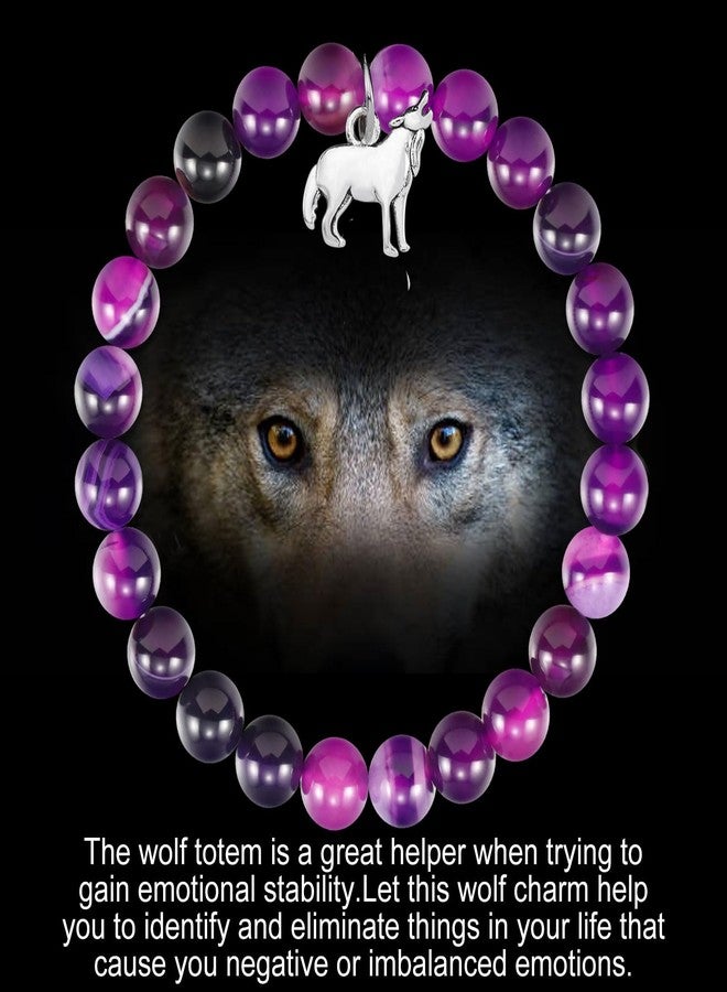 Fullrainbow Wolf Bracelet for Women Men Wolf Gifts Wolf Jewelry Wolf Lover Gift Wolf Spirit Animal Gift Wolf Charm Bracelet (Purple Wolf Gifts) - Image 5