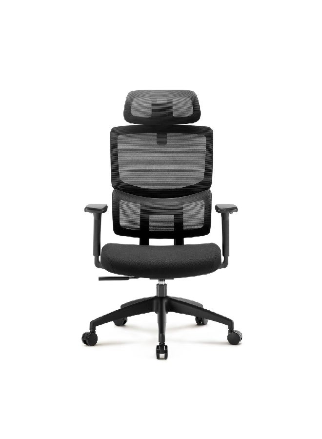 Micasa Double Back Ergonomic Mesh Office Chair with Wheels Black 77 x 37 x 65 cm MC-1157E - Image 1