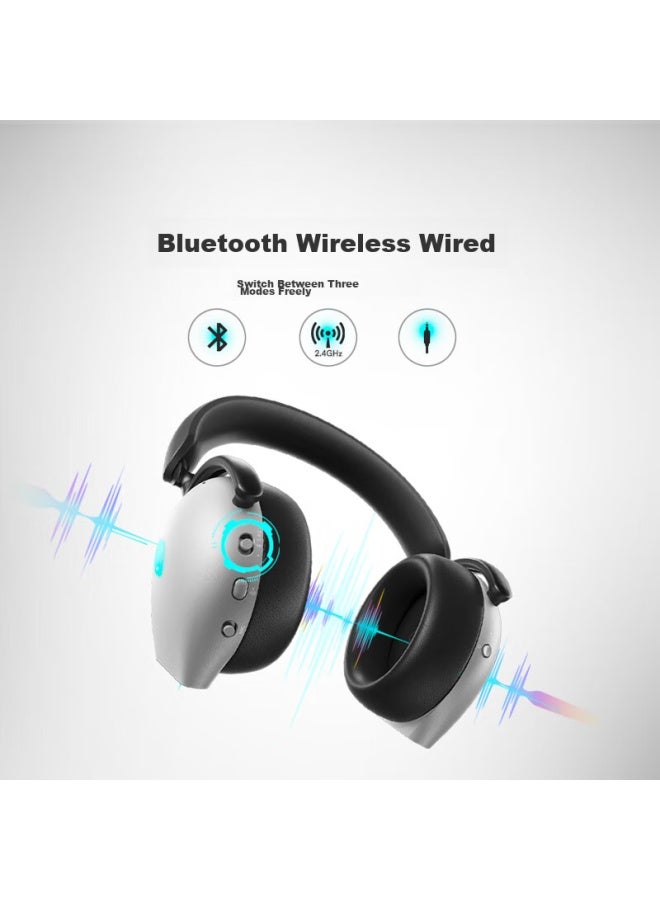 Alienware Aw920h Tri-mode Bluetooth Gaming Headset Compatible With Triangle Action, Over-ear Gaming Headset, Wired And Wireless Smart Noise Cancellation, White - Image 2