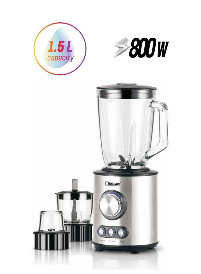 DESSINI 3 in 1 Blender 1.5 L 800 W KD8282 silver/black/clear - Image 1