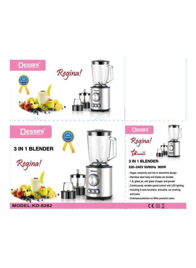 DESSINI 3 in 1 Blender 1.5 L 800 W KD8282 silver/black/clear - Image 2