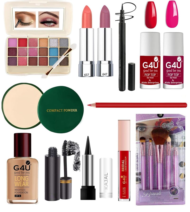 G4U G4U 17Piece Glow Up Makeup Kit With Eyeshadow Lipstick Eyeliner Compact Foundation Every Essential AllinOne Beauty Set 37 47 - Image 1