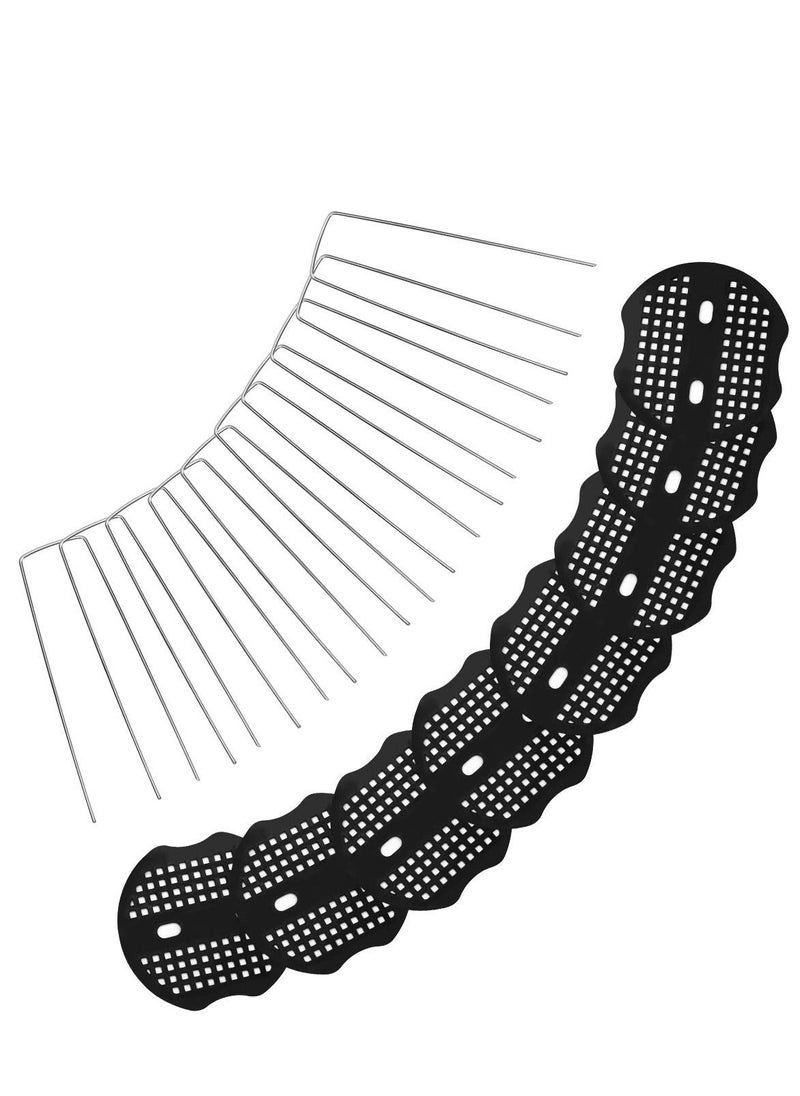 Excefore - Garden Pegs, 30 PCS 15cm U-Shaped Ground Landscape Steel Pins with Buffer Washer Fixing Netting Birds Insects Sheets, for Anchoring Fabric, Netting, Sheets - Image 1